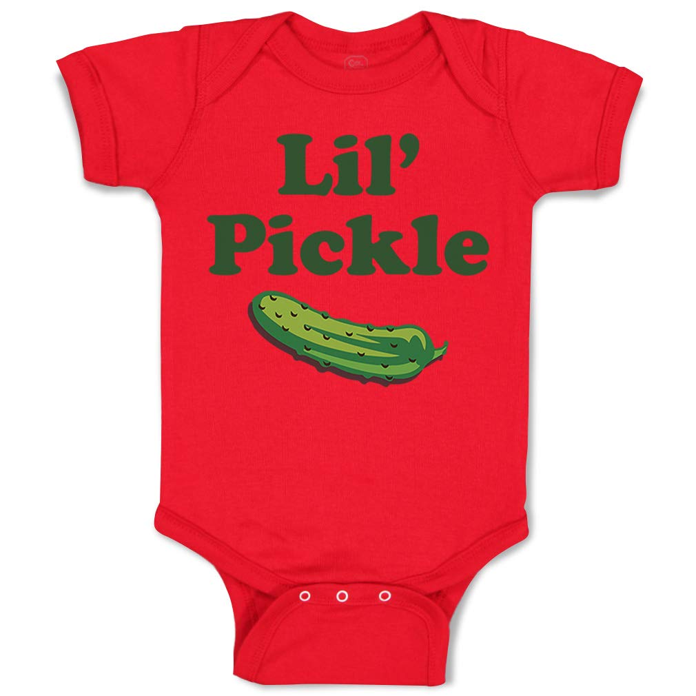 Custom Baby Bodysuit - Funny Lil Pickle Vegetables Print Cotton Onesie for Boys & Girls | Perfect for Newborn Photos, Playdates & Everyday Wear