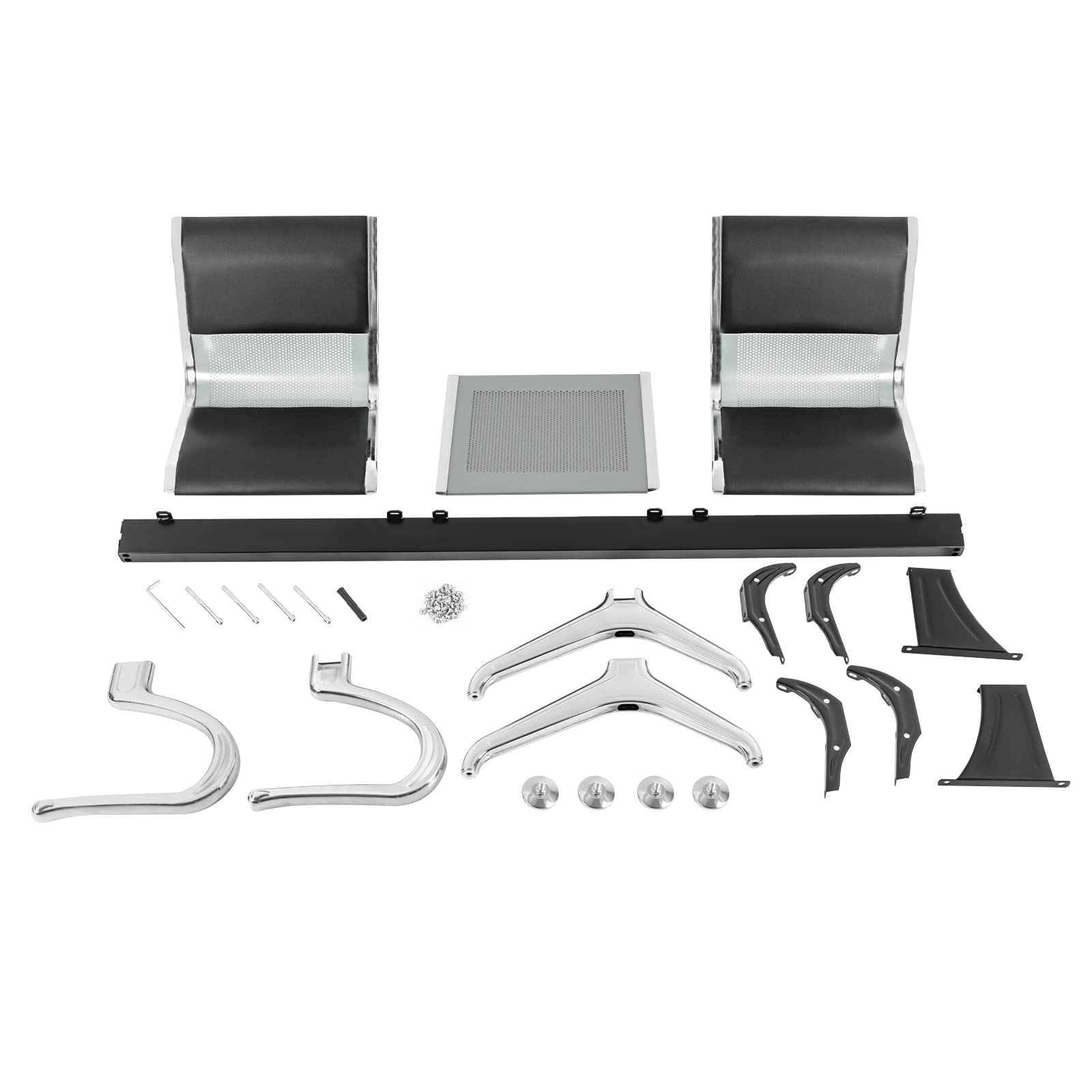 Premium 2-Seat PU Leather Reception Bench with Table & Arms - Comfortable Waiting Room Chairs for Airport, Office, Bank, Salon, Hospital & School | Ideal for Lobbies, Waiting Areas & Guest Reception Spaces