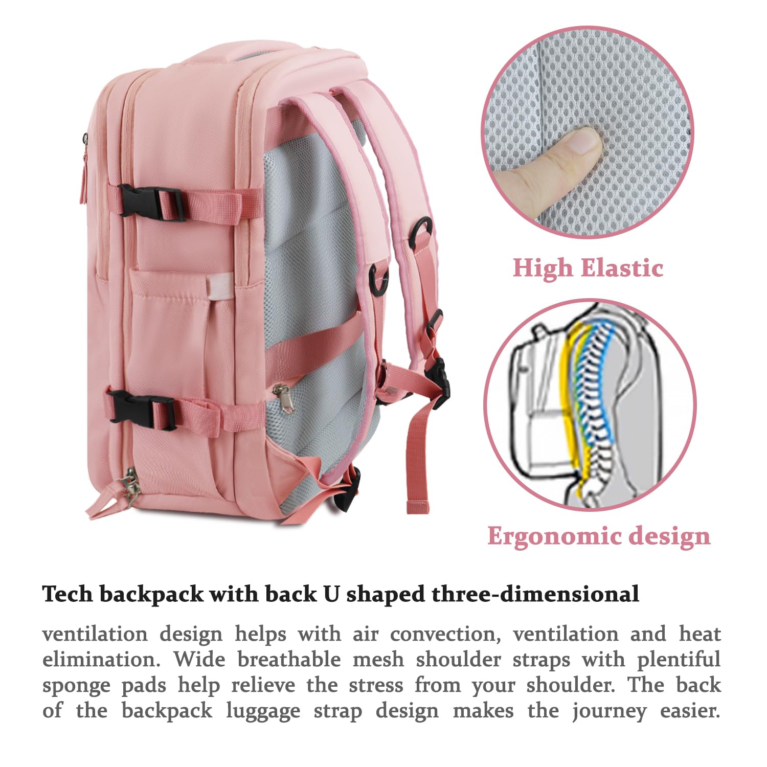 Women's Travel Laptop Backpack - Airline Approved Carry On with Shoe Compartment for 16