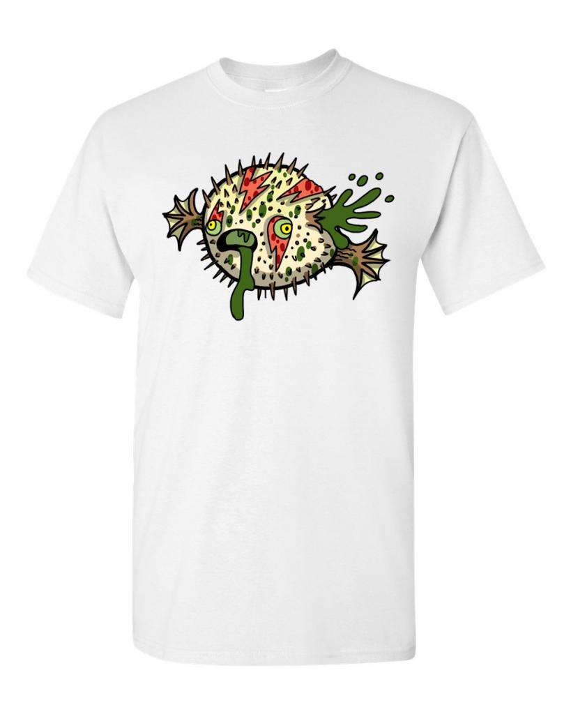 Zombie Blowfish Undead Animals Graphic T-Shirt for Men & Women | Horror Theme Cotton Tee for Halloween, Cosplay & Gothic Fashion