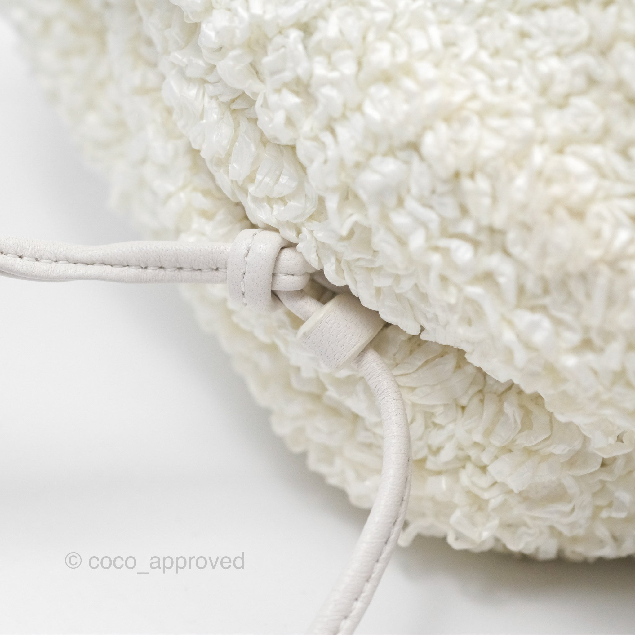 Bottega Veneta Mini Pouch Boucle Raffia Bag in White - Perfect for Summer Outings & Beach Vacations