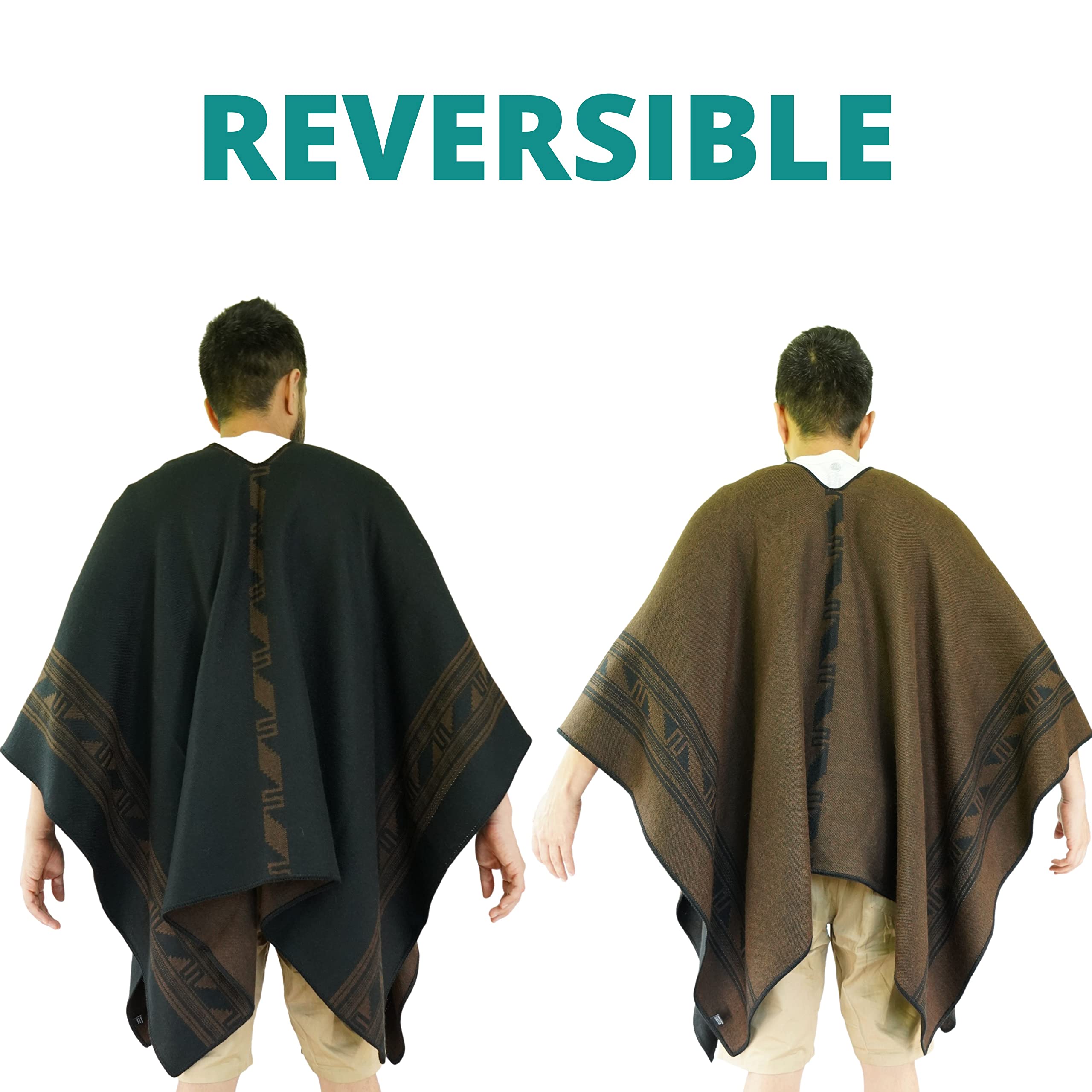 Alpaca Wool Poncho for Men - Soft & Warm Adult Poncho Cloak - Perfect for Outdoor Camping, Hiking & Winter Wear