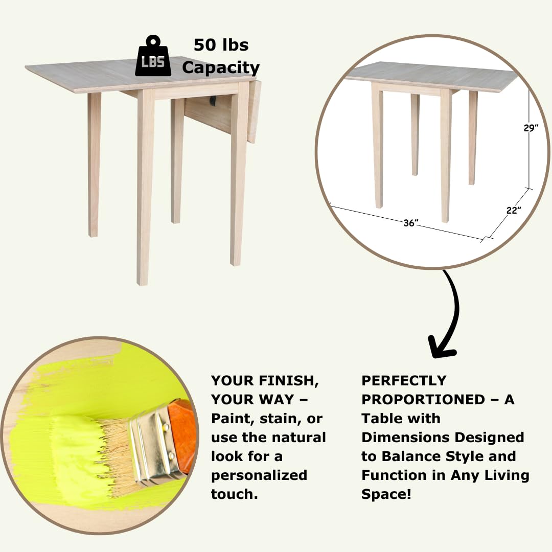 Solid Wood Drop Leaf Dining Table - 36