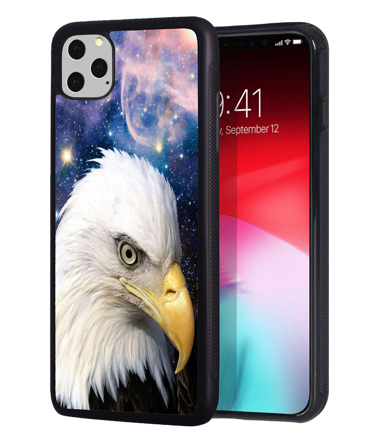 iPhone 11 Pro Max Case (6.5 inch 2019 Model) - Slim Anti-Scratch Rubber Protective Cover with Galaxy Nebula & American Flag Bald Eagle Design | Perfect for Daily Protection and Style Enhancement