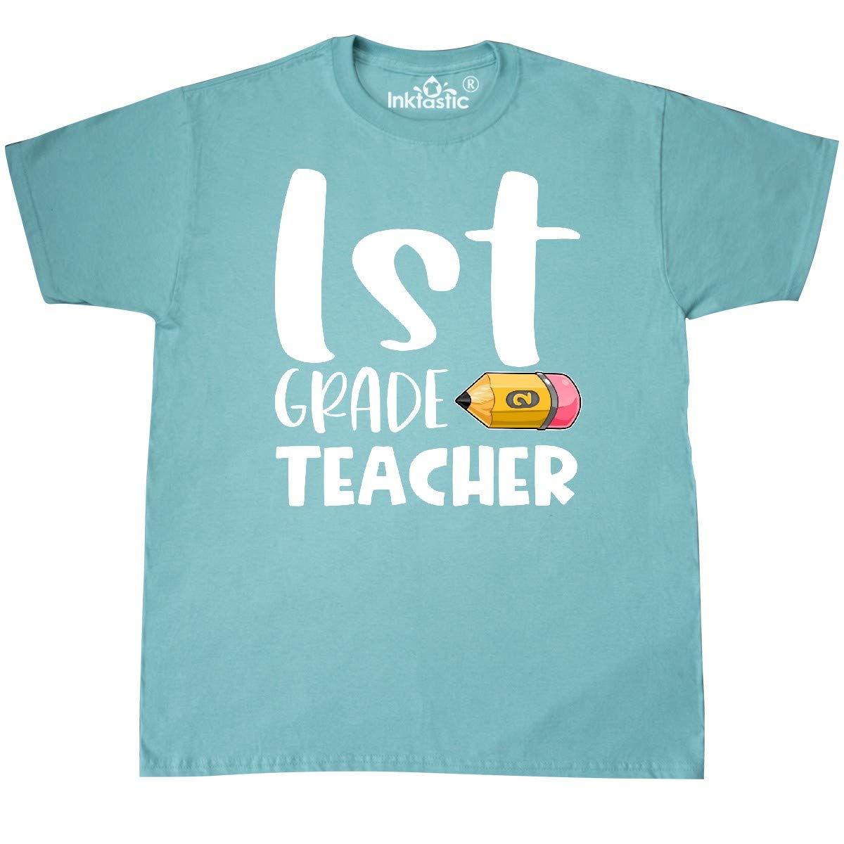 Inktastic First Grade Teacher Pencil Graphic T-Shirt - Fun & Comfortable Cotton Tee for Educators, Back to School, Classroom Appreciation Gifts