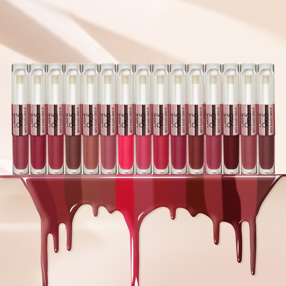 LAKMÉ 9 To 5 Matte To Glass Liquid Lipstick - Long Lasting Matte & Glossy Finish Lip Color for Day to Night Wear - Perfect for Office, Date Night & Special Occasions