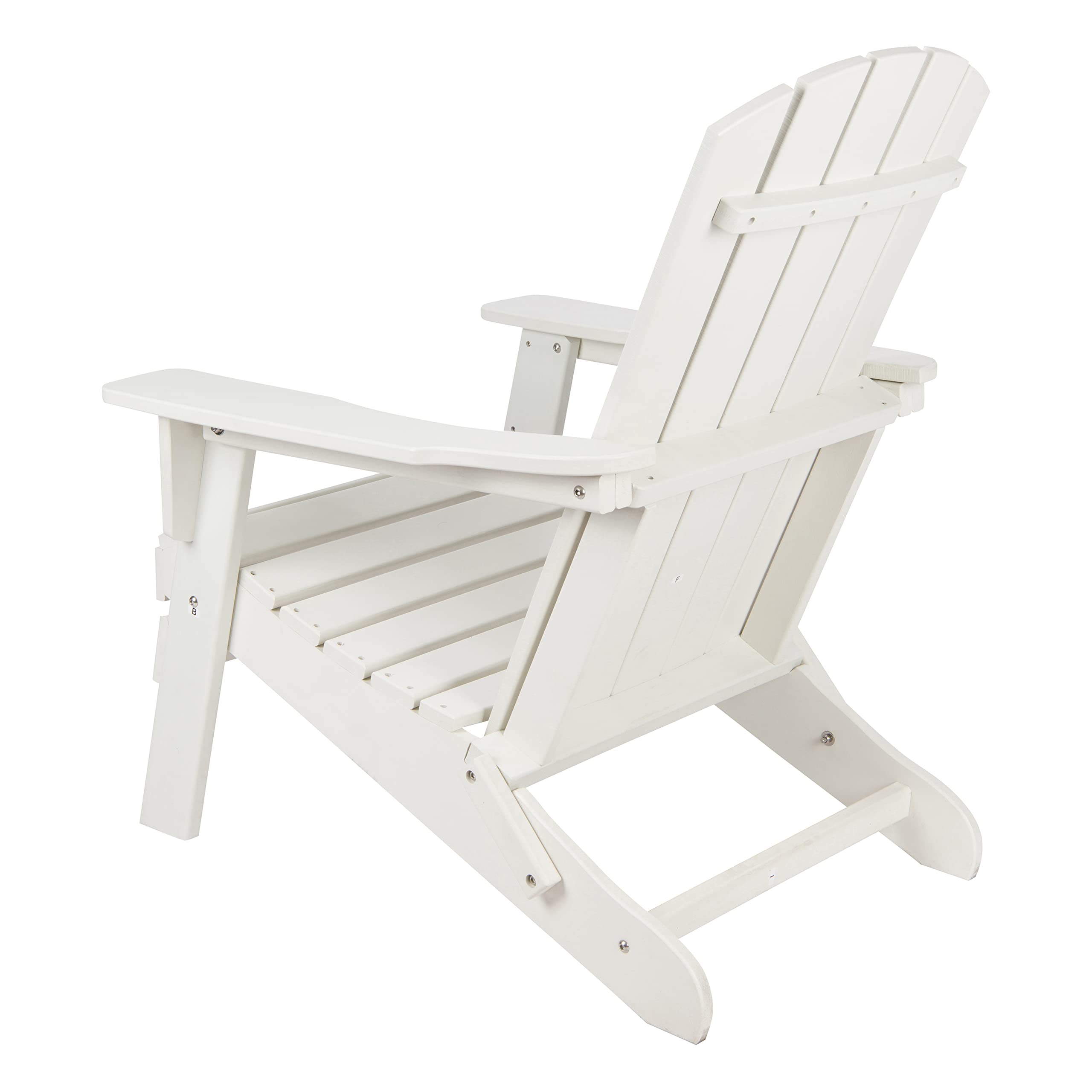Shine Company White Weatherproof Folding Adirondack Chair for Outdoor Patio, Beach, Garden & Poolside Relaxation - Heavy Duty Resin Construction