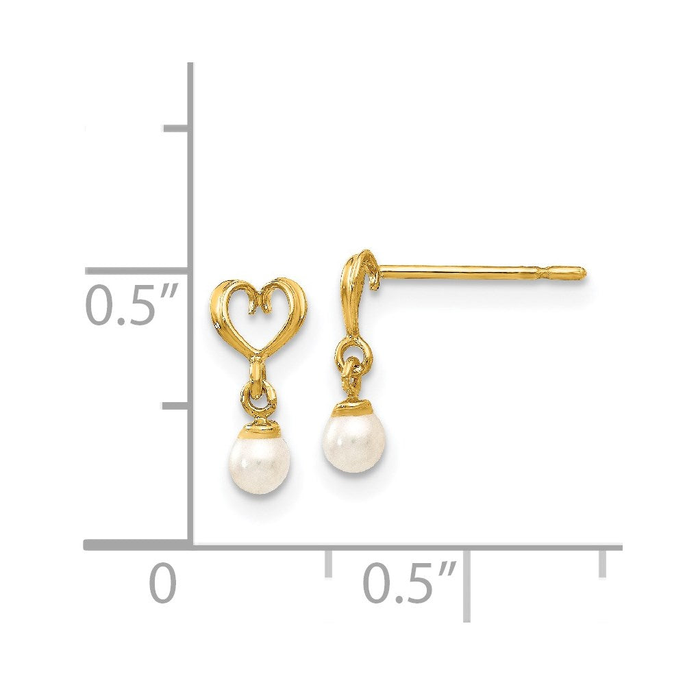 Freshwater Cultured Pearl Heart Dangle Post Earrings for Women - 14K Gold Plated Elegant Jewelry (Model GK787) | Perfect for Valentine's Day, Anniversary Gifts & Special Occasions