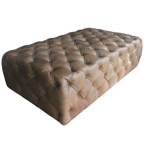 Premium Halo Benson Large Leather Ottoman - Distressed Raw Finish for Living Room, Bedroom & Office Decor | Stylish & Durable Footrest & Storage Solution