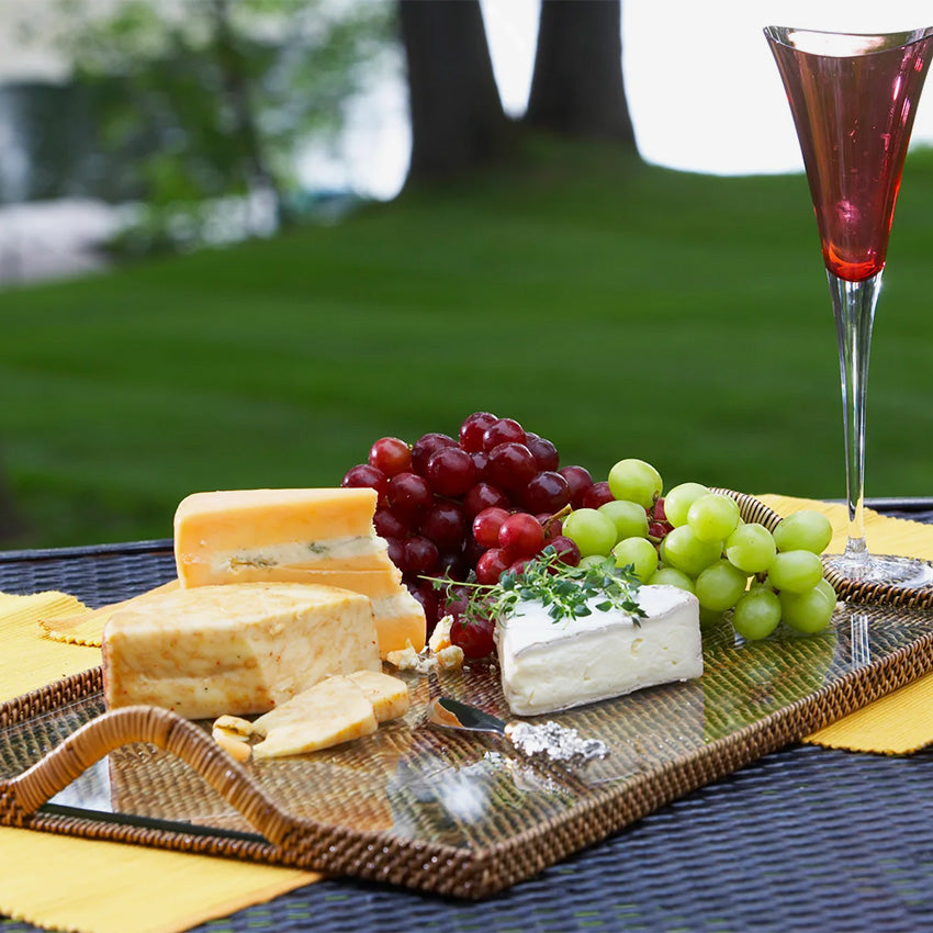 Calaisio Rectangular Glass Serving Tray - Medium Size for Cheese, Appetizers & Desserts | Elegant Party Platter for Entertaining & Home Decor