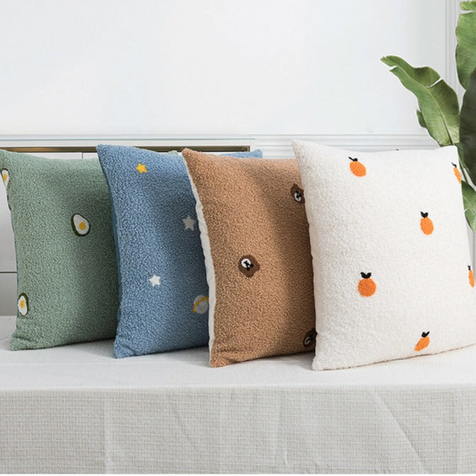 Adorable Geometric Felt Pillow Covers - Soft Decorative Cushion Cases for Living Room, Bedroom & Nursery - Home Decor Accent Pieces for Sofa, Chair or Bed