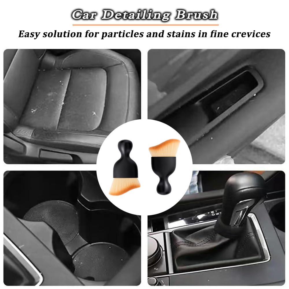 4-Piece Car Detailing Brush Set - Soft Bristle Interior & Exterior Cleaning Kit for Dashboard, AC Vents, Leather Seats & Engine - Perfect for Car Washing, Detailing & Maintenance (Yellow)