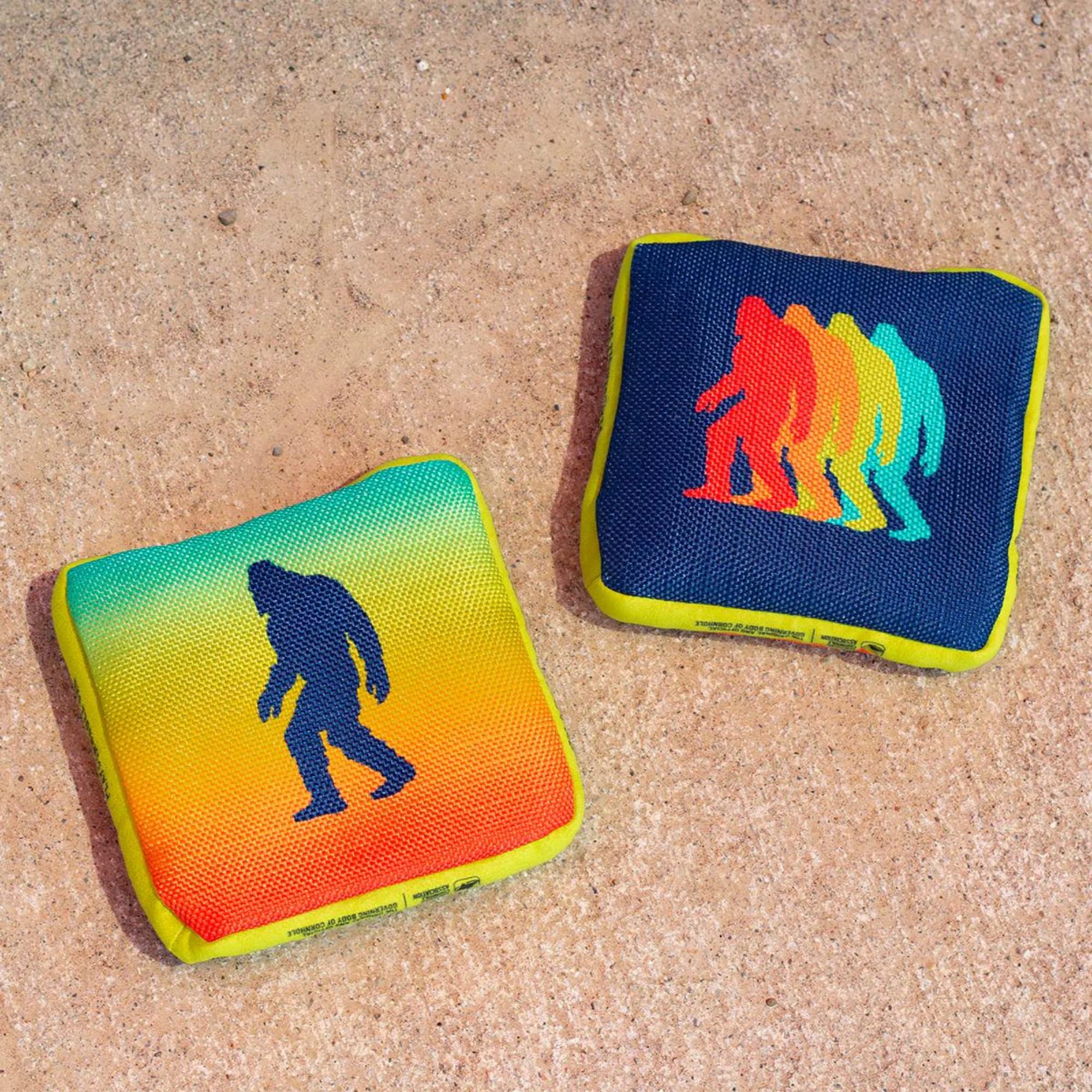 ACA Synergy Edge Professional Cornhole Bags - Dual Sided 6x6 Retro Sasquatch Design - Premium Bean Bags for Backyard Games, Tailgating & Outdoor Parties