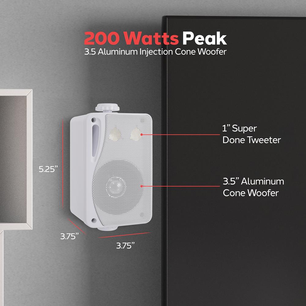3.5 Inch Indoor Outdoor Wall Mount Speakers - Weatherproof Stereo Sound for Home Theater, Patio, Garden & Office - High-Quality Audio System