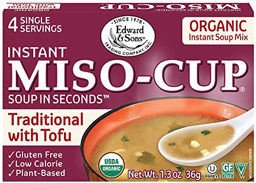 Organic Miso Soup with Tofu - Edward & Sons Traditional Japanese Instant Soup, 4 Single-Serve Packets per Box (12 Boxes) | Quick Lunch, Office Snack, Healthy Vegan Meal