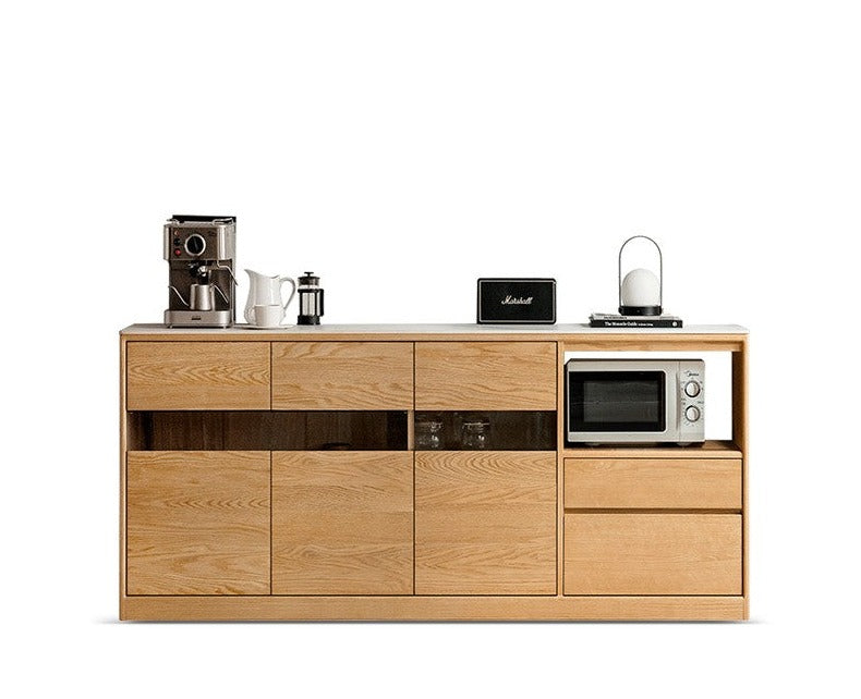 Modern Oak Solid Wood Sideboard Buffet Cabinet - Stylish Storage for Dining Room, Living Room & Entryway