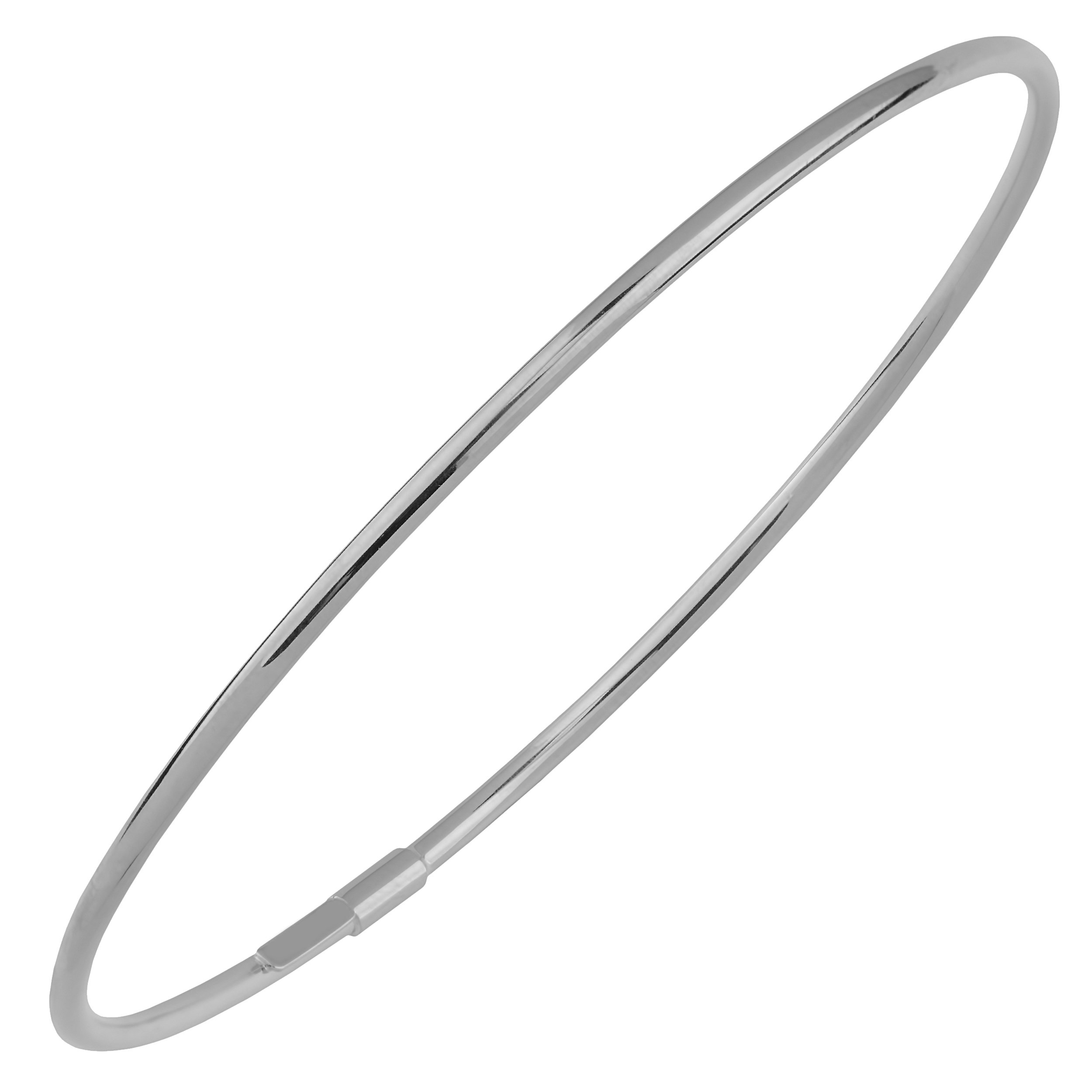 14K Gold 2mm High Polish Slip-On Bangle Bracelet - Yellow, White & Rose Gold Options | Elegant Stackable Jewelry for Women | Perfect for Weddings, Parties & Everyday Wear