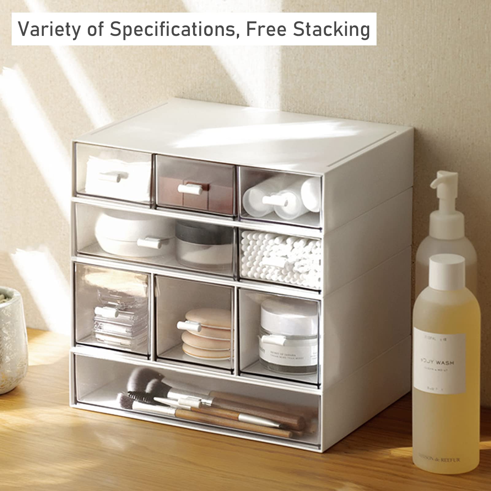 Stackable Desk Organizer Drawers - White 2-Drawer Storage for Small Items, Office Supplies & Cosmetics | Perfect for Home, Office & Vanity Organization