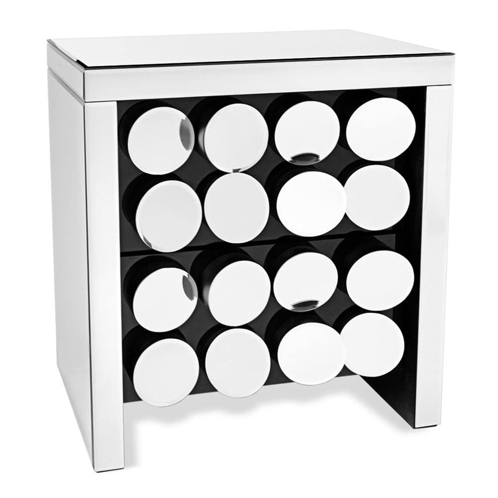 ZURI Onyx Mirrored Modern Accent Table with Soft Close Drawers - Stylish Living Room End Table, Bedside Nightstand & Entryway Decor for Contemporary Homes