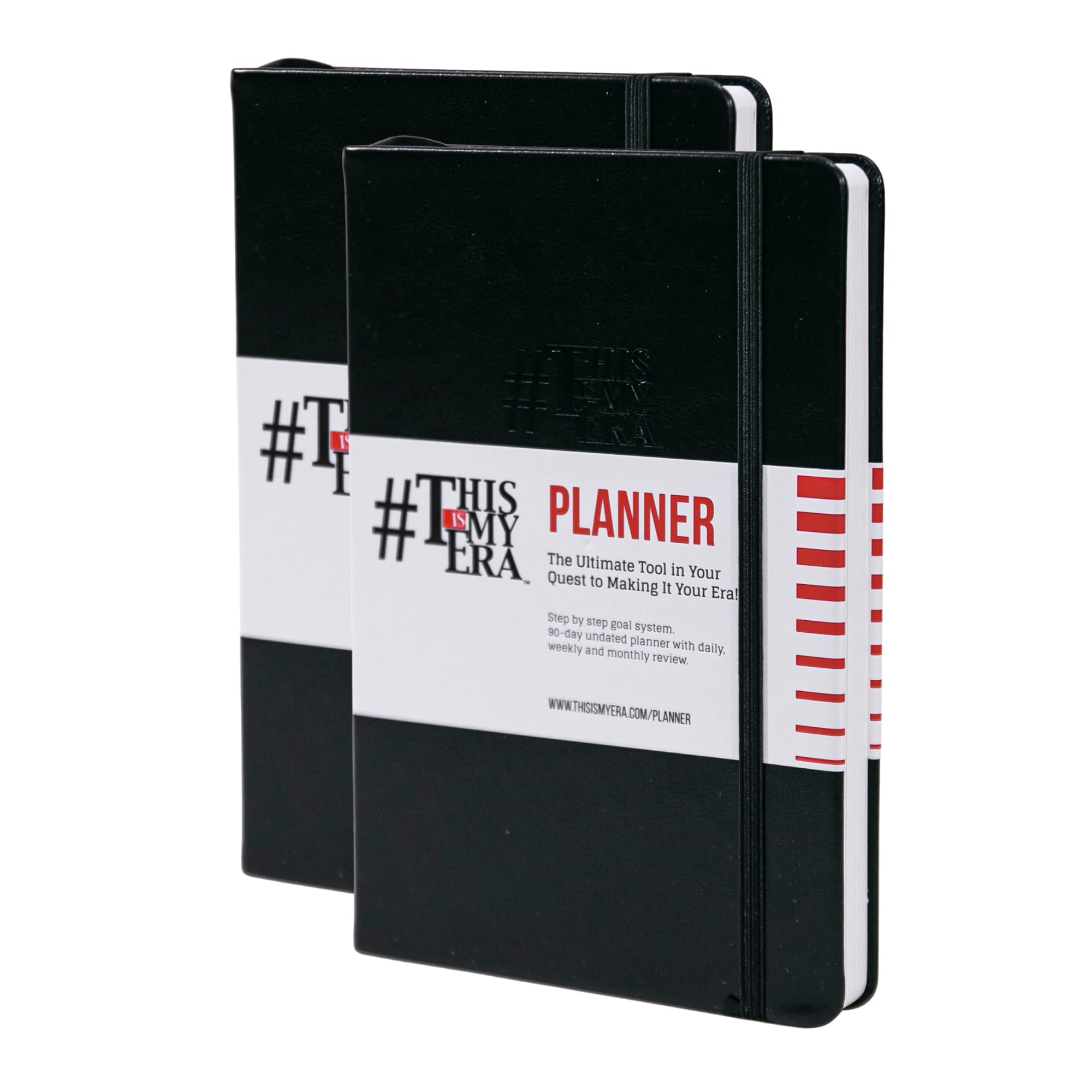 90 Day Undated Weekly & Monthly Planner - This Is My Era Life Organizer & Goals Journal with Leather & Hard Cover (2 Pack, Black) | Perfect for Productivity, Time Management, Work & Personal Planning