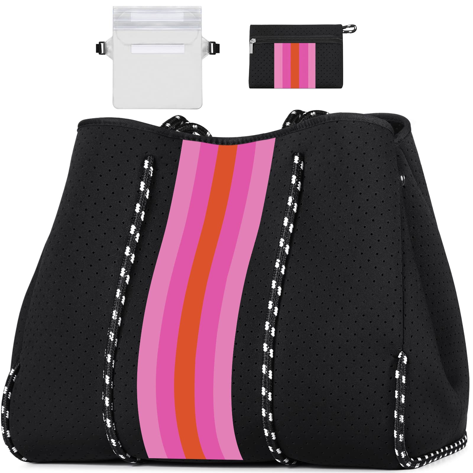 IBFUN Large Neoprene Tote Bag - Waterproof Multipurpose Beach Bag for Women with Inner Pocket | Perfect for Pool, Gym, Travel & Shopping