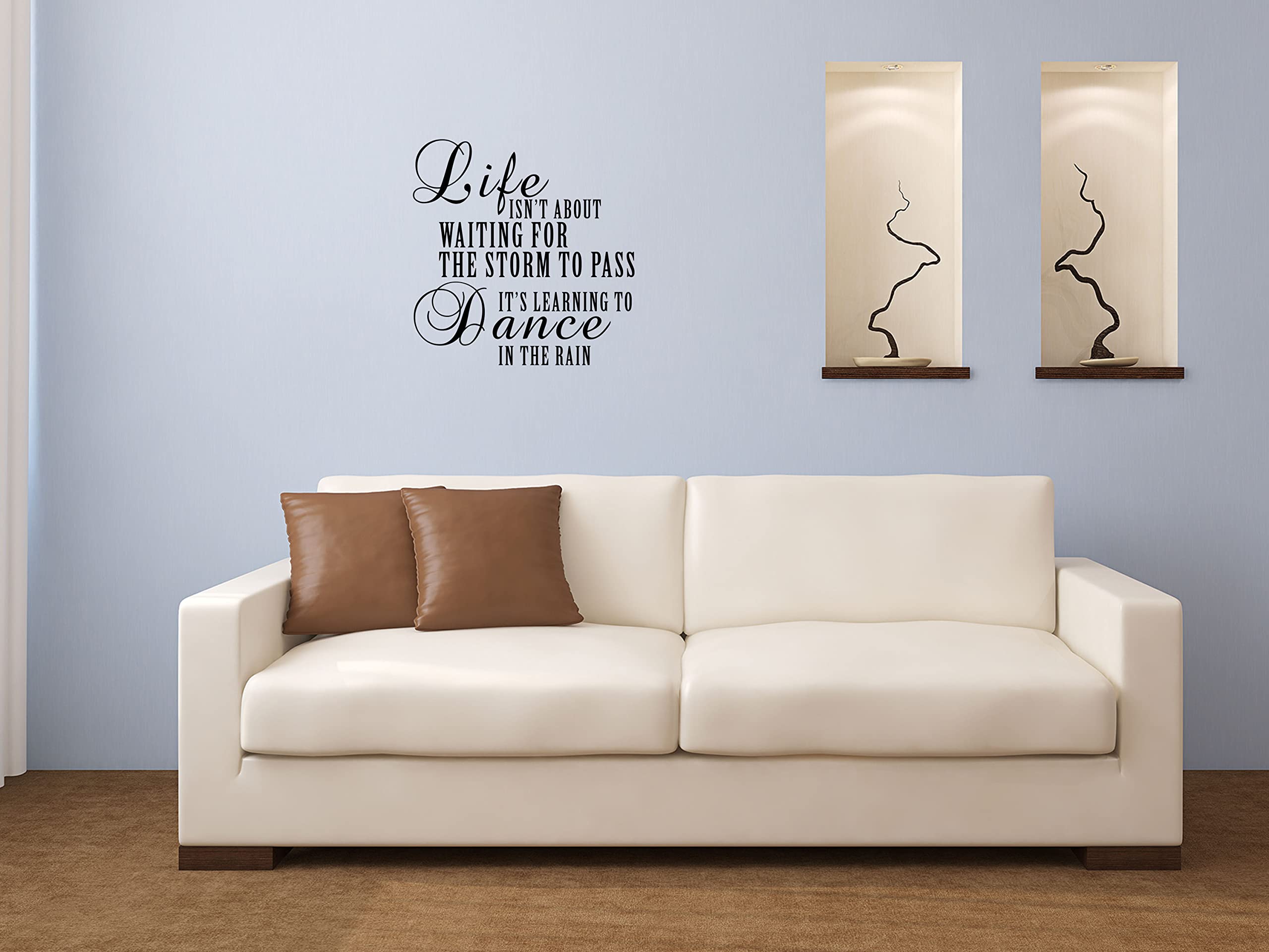 Inspirational Vinyl Wall Decal Quote - 'Life Isn't About Waiting For The Storm To Pass, It's Learning To Dance In The Rain' - Motivational Home & Office Decor - Perfect for Living Room, Bedroom or Nursery Wall Art