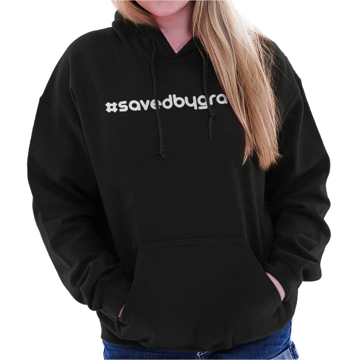 Saved By Grace Christian Hoodie for Women - Classic Teaze Hashtag Pullover Sweatshirt | Church Outfit, Bible Study Apparel & Faith-Based Casual Wear