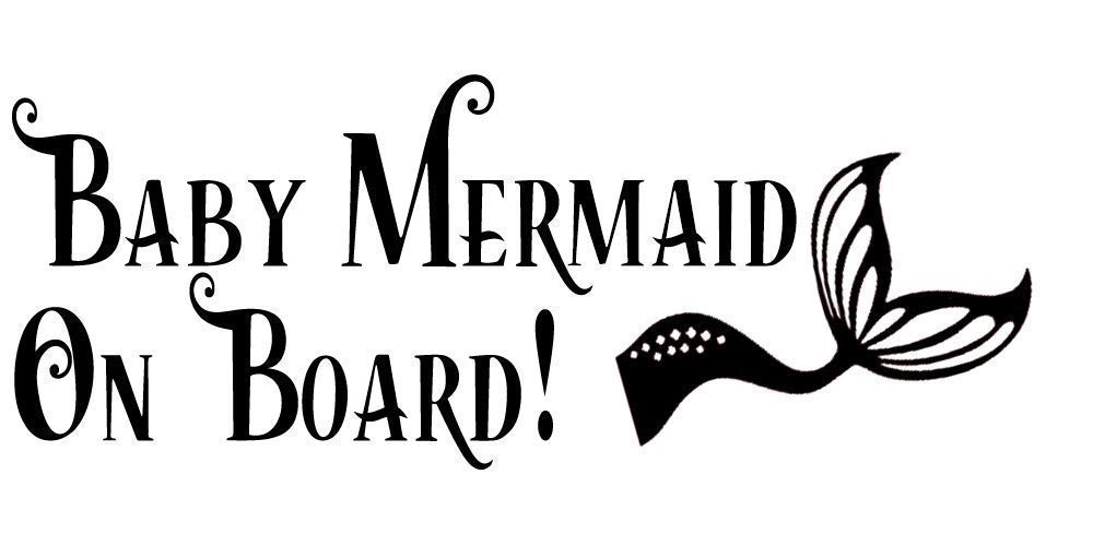 Baby Mermaid on Board Vinyl Decal Sticker - Waterproof Car Laptop Window Decoration for Nursery Beach Theme