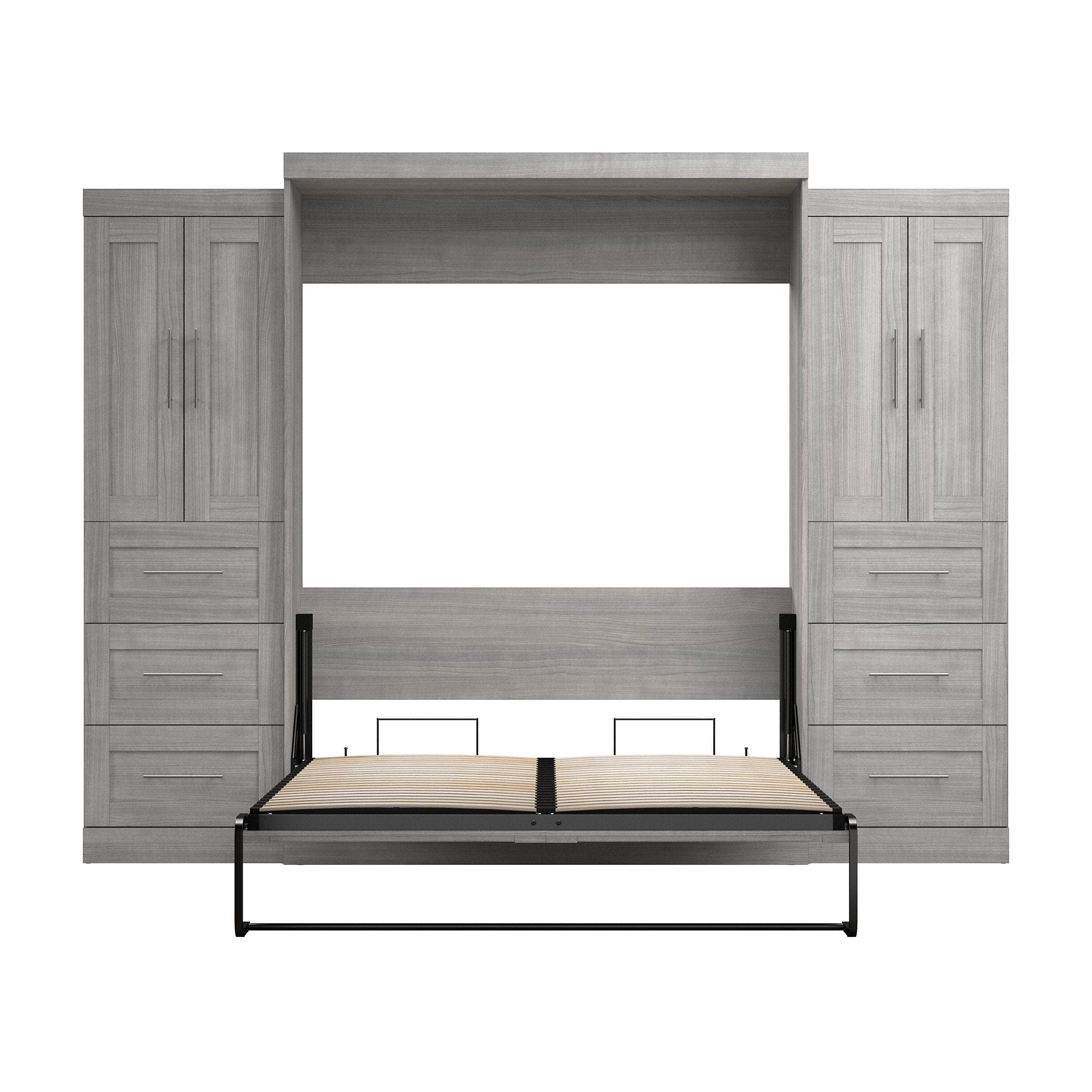 Pur Queen Murphy Wall Bed with Closet Storage Cabinets (115W) - 7 Color Options - Space-Saving Solution for Small Apartments, Guest Rooms & Home Offices