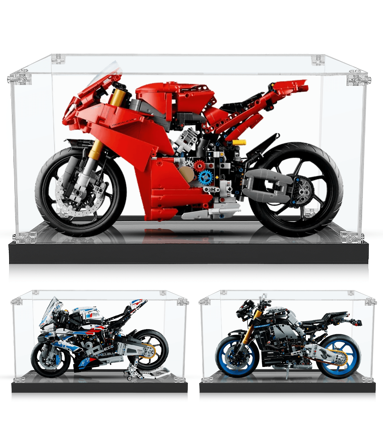 LEGO Ducati Panigale V4 S 42202 Motorcycle Model Display Case - Protective Showcase for Collectible Building Blocks - Perfect for Home Office Decor & LEGO Enthusiasts