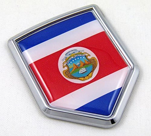 3D Costa Rica Flag Car Decal - Chrome Shield Emblem for Vehicles