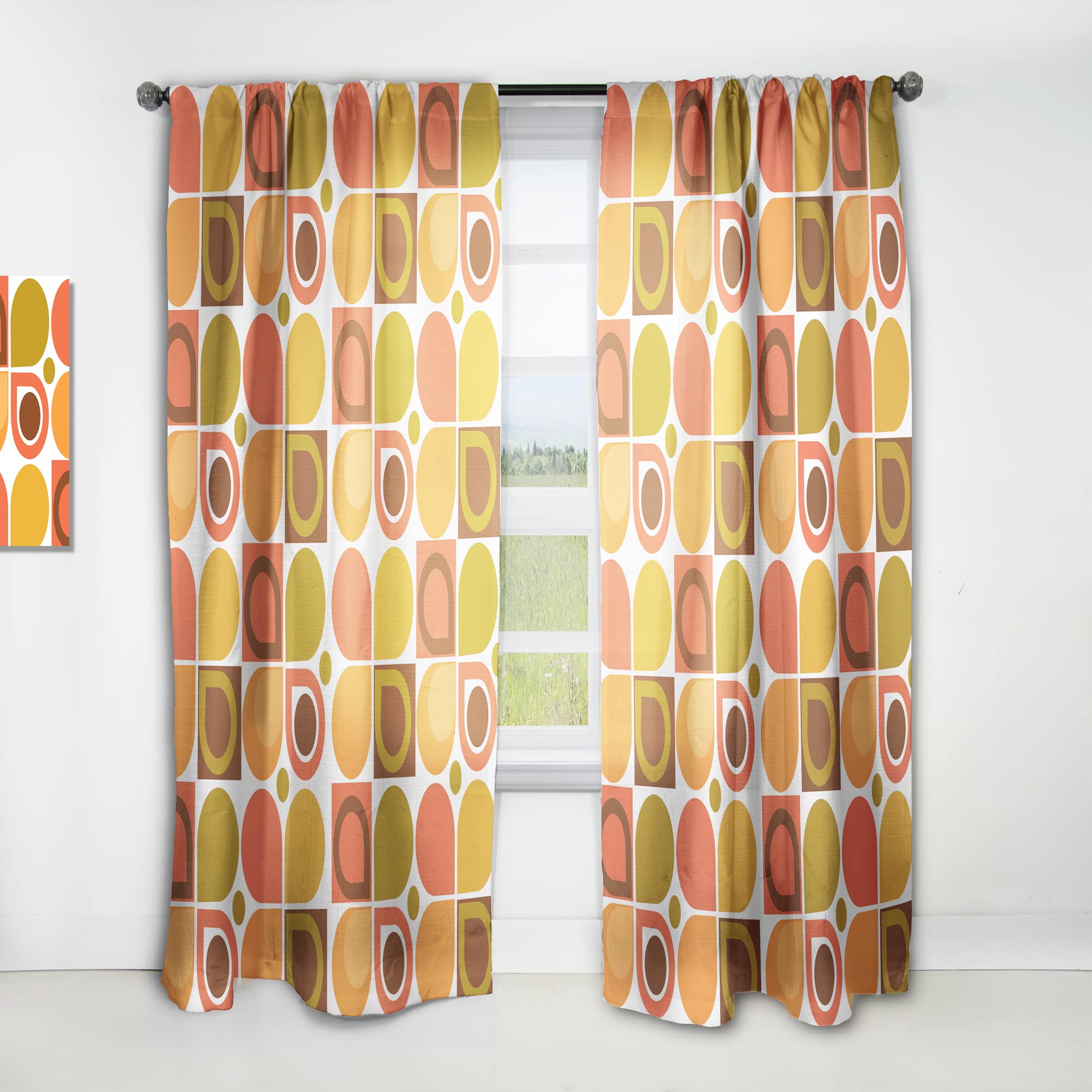 DesignQ Thermal Insulated Curtains - Abstract Retro Geometric Pattern VI - Single Panel 52x84 - Blackout Drapes for Bedroom & Living Room - Energy Saving & Noise Reduction