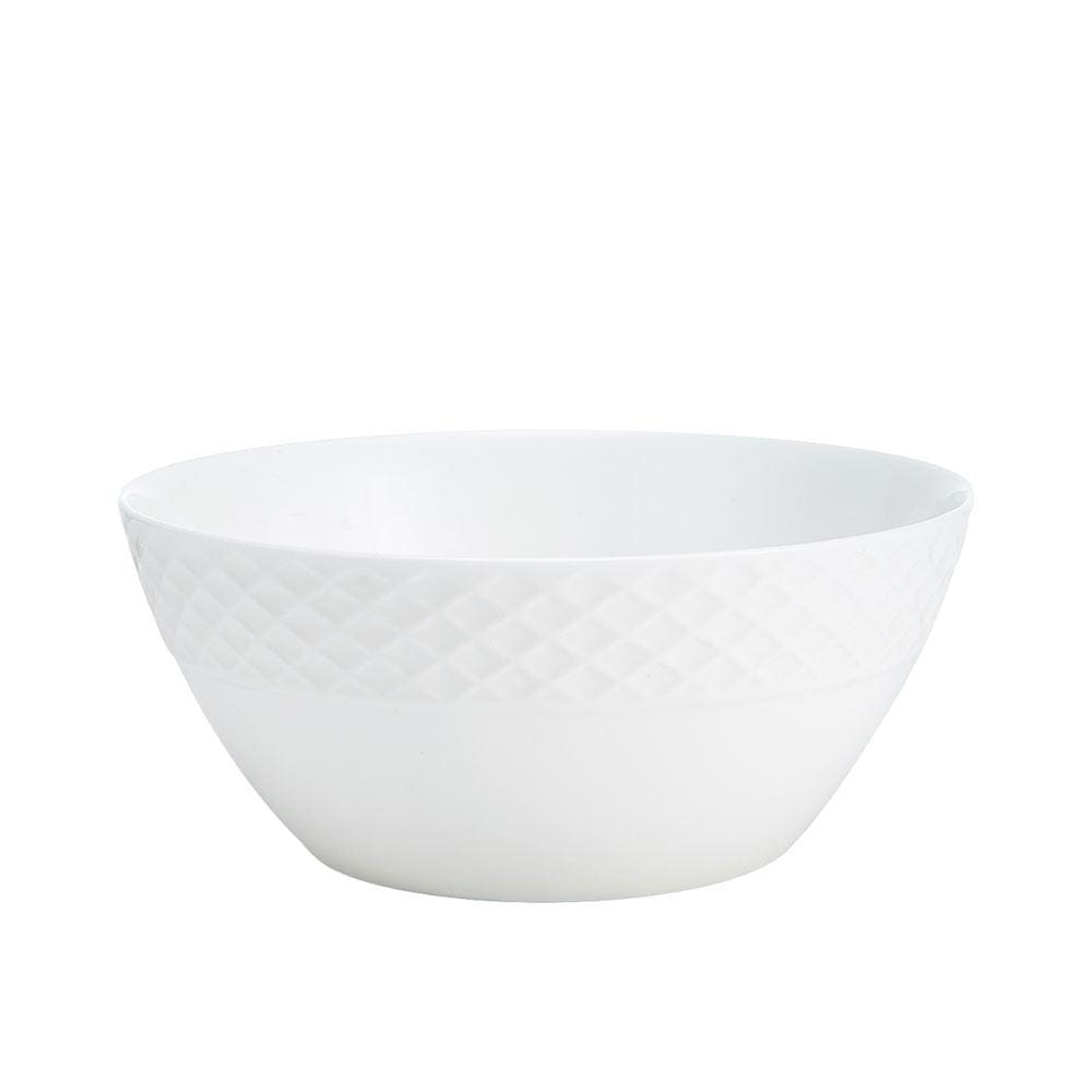 Premium White Trellis Design Soup & Cereal Bowls - Set of 4, Microwave & Dishwasher Safe - Perfect for Breakfast, Soup, Salad, and Dessert Serving