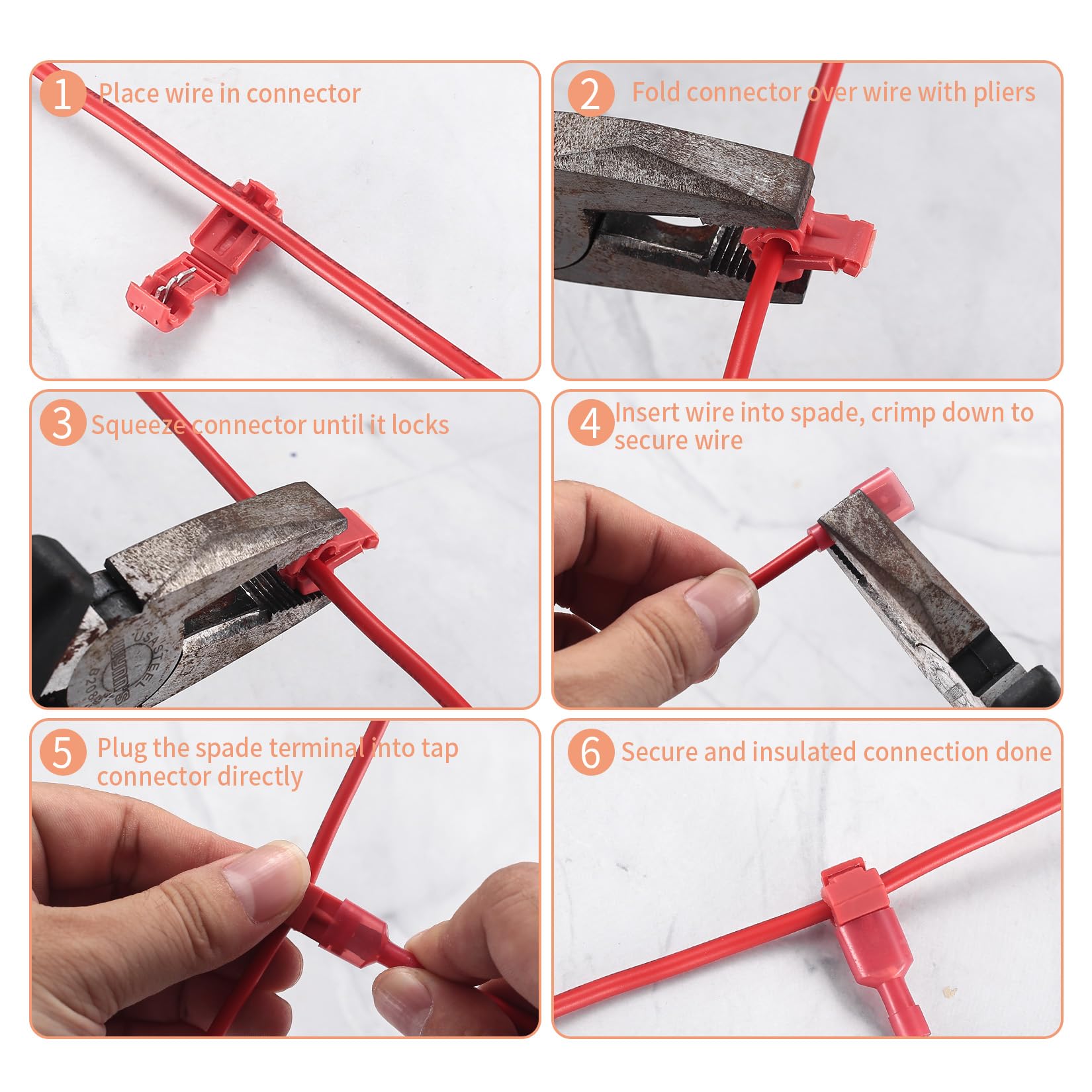 180 Pcs T-Tap Wire Connectors Kit - Self-Stripping Quick Splice Electrical Terminals for Automotive Wiring | Male Insulated Quick Disconnect Spade Connectors for Car, Truck & RV Electrical Repairs