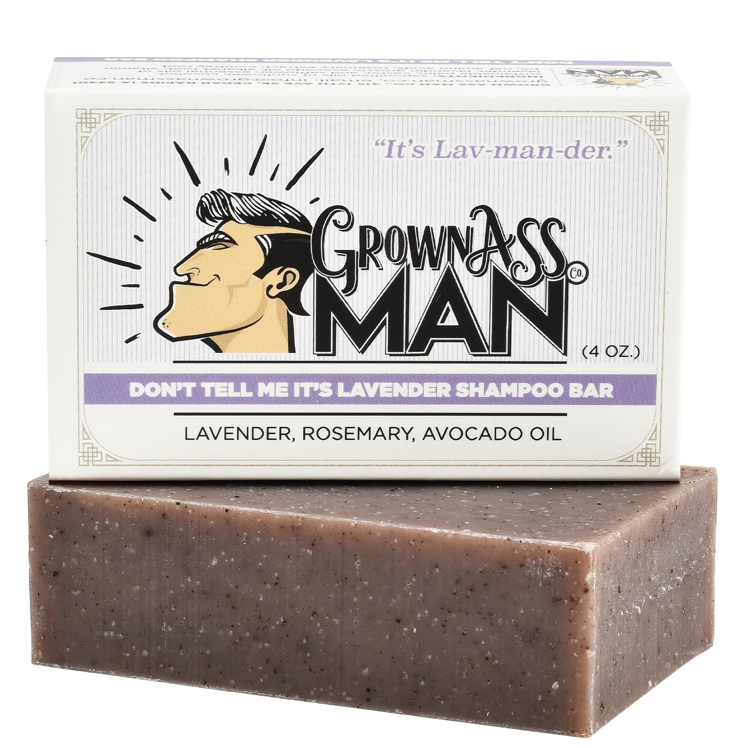 Natural Organic Solid Shampoo Bar 3-in-1 for Hair, Beard & Body - Plastic-Free Eco-Friendly Vegan Shampoo with Rich Lather for All Hair Types, 4oz Lavender Scented Bar - Perfect for Travel, Camping & Zero Waste Lifestyle