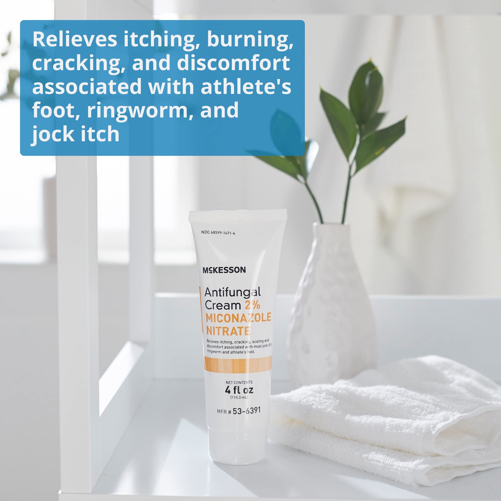 McKesson Antifungal Cream 2% Miconazole Nitrate - Fast Relief for Jock Itch, Ringworm, Athlete's Foot - Itching, Burning & Cracking Treatment - 4 oz (12 Pack) - Ideal for Gym Bags, Travel & First Aid Kits