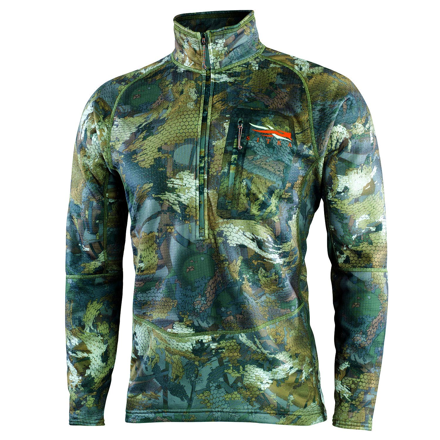 SITKA Gear Men's Grinder Half-Zip Insulated Hunting Pullover Jacket - Waterfowl Camouflage for Duck & Goose Hunting - Warm Concealed Layering for Cold Weather Outdoors