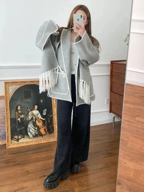Women's Wool Shawl Coat - Soft & Warm Winter Wrap - Perfect for Office, Travel & Casual Outfits