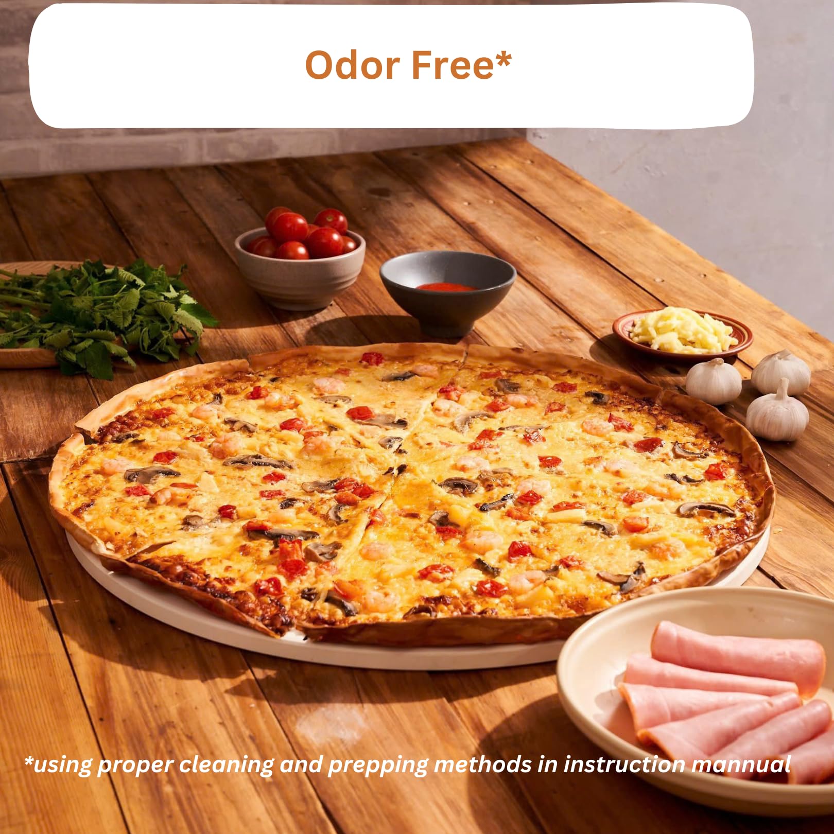 18 Inch Round Pizza Stone for Oven - Durable Ceramic Baking Stone Heat Resistant to 1472°F - Perfect for Homemade Pizza, Bread, Cookies & Baking - Ideal for Wood Fire Ovens, Gas & Electric Stoves