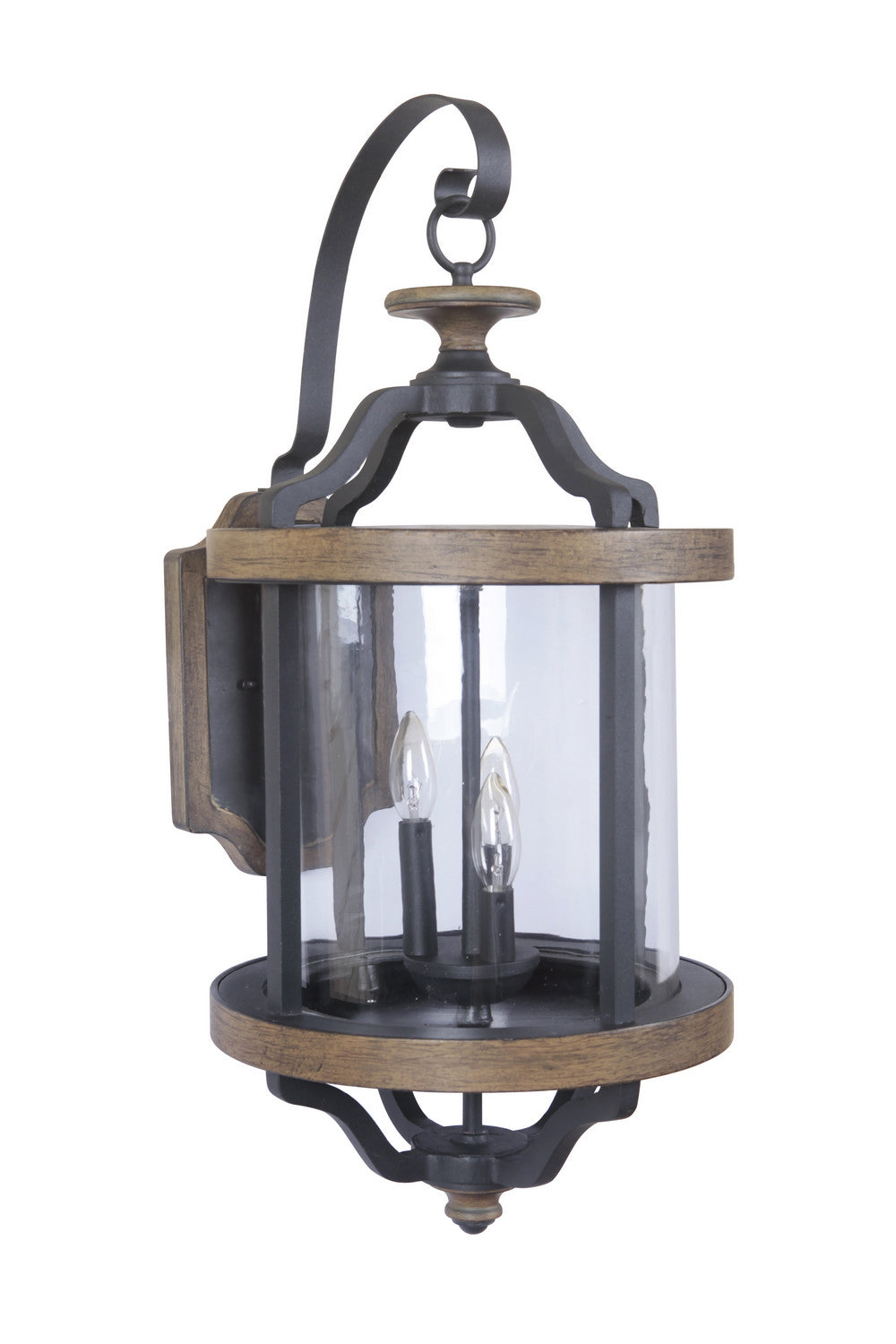 Textured Black & Whiskey Barrel Ashwood Three-Light Wall Sconce - Rustic Farmhouse Lighting for Bedroom, Living Room & Entryway