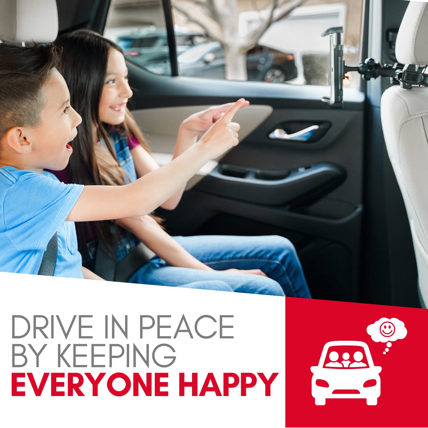 Macally Adjustable Car Headrest Tablet Holder - Universal iPad Mount for Backseat Kids (Fits 4.7-12.9
