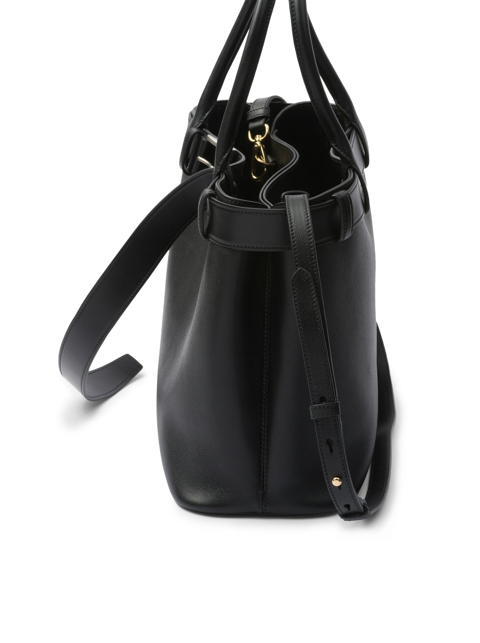 Prada Large Leather Handbag with Buckle - Stylish Designer Tote for Women, Work, Travel & Everyday Use
