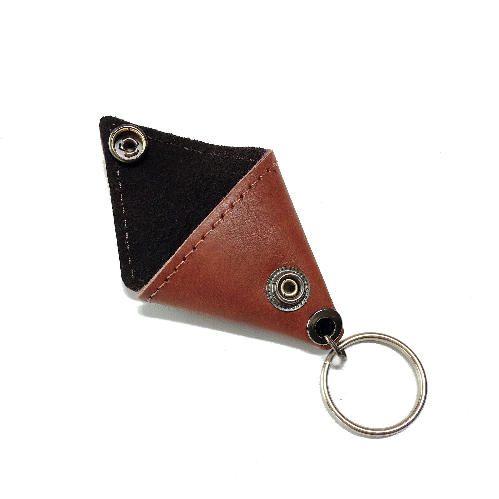 2Pcs PU Leather Guitar Picks Holder Case with Key Ring - Triangle Guitar Pick Bag Keychain Storage Sleeve for Acoustic Guitar, Bass & Ukulele (Brown & Black) - Perfect for Musicians, Guitarists & Travel Accessories