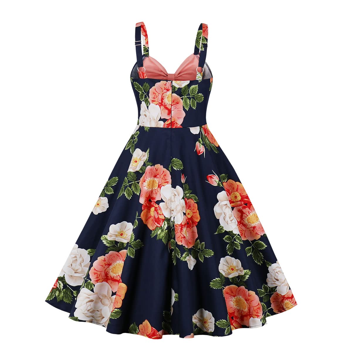 Vintage 1950s Rockabilly Halter Neck Swing Dress for Women - Retro Tea Party & Cocktail Midi Dress - Perfect for 50s Themed Parties, Dances & Vintage Fashion Lovers