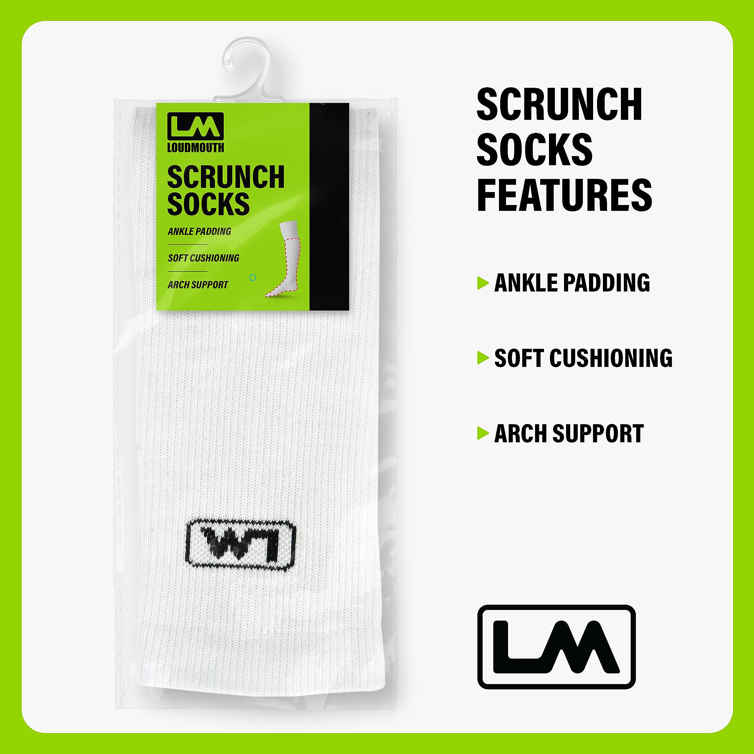 Loudmouth Football Scrunch Socks - Extra Long Padded Athletic Socks for Men, Women & Youth | Comfortable Performance Socks for Soccer, Football & Sports Training