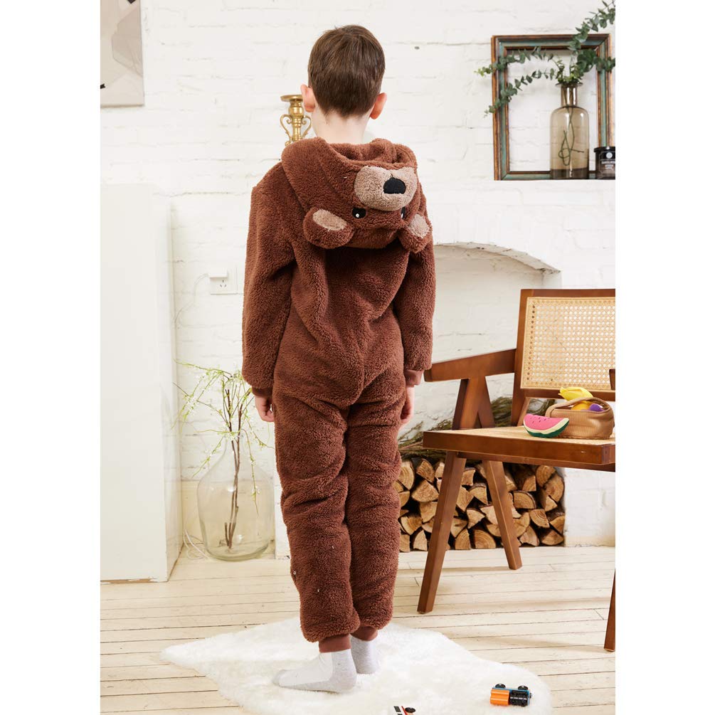 Kids Brown Bear Costume Onesie Pajamas - Soft Flannel Animal Outfit for Boys & Girls | Perfect for Halloween, Christmas Gifts & Cozy Family Pajama Parties