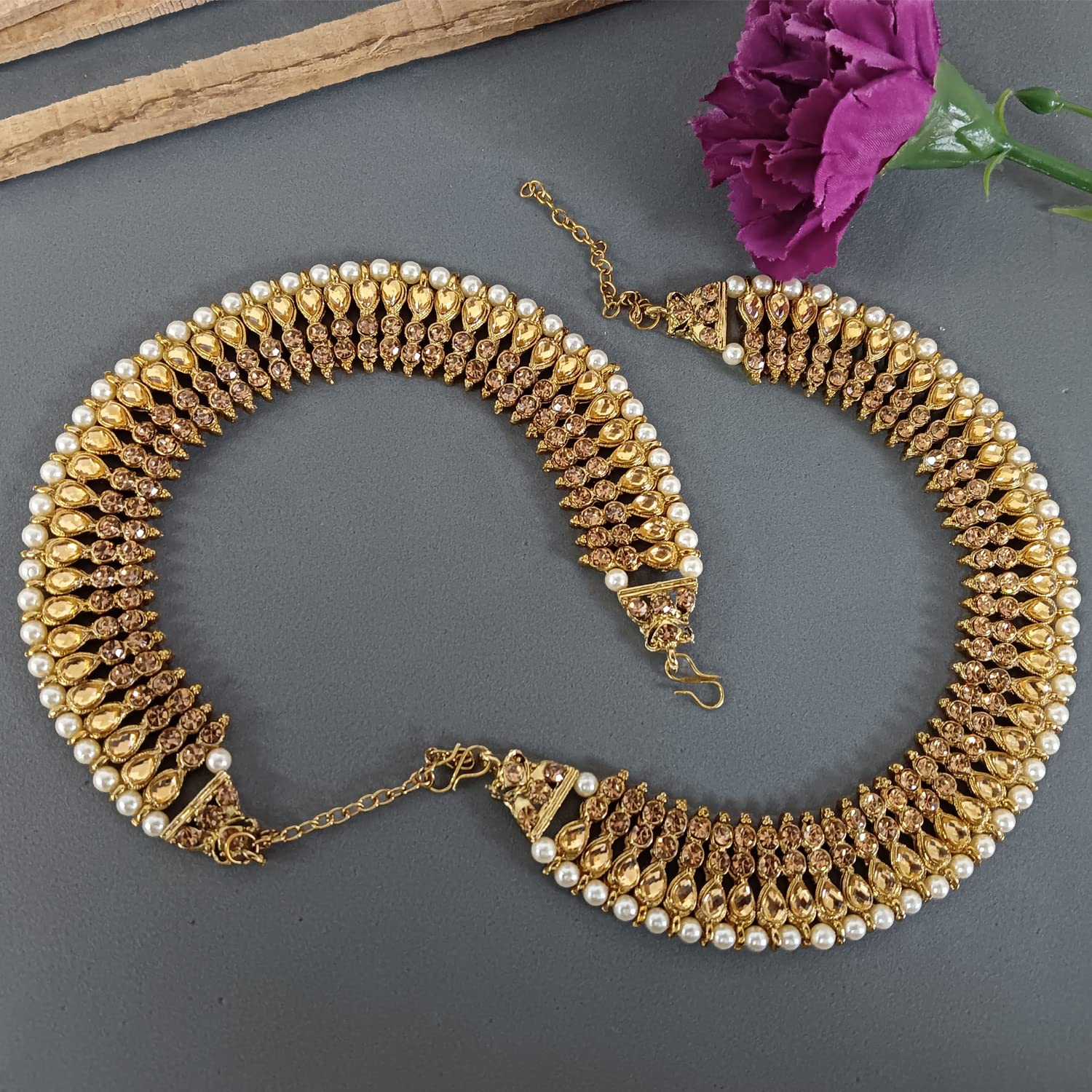 Efulgenz Gold Tone Indian Bridal Anklets for Women - Crystal Rhinestone Faux Kundan Pearl Wedding Anklet Set (Payal) - Perfect for Bollywood Dance, Bridal Jewelry, and Festival Foot Accessories