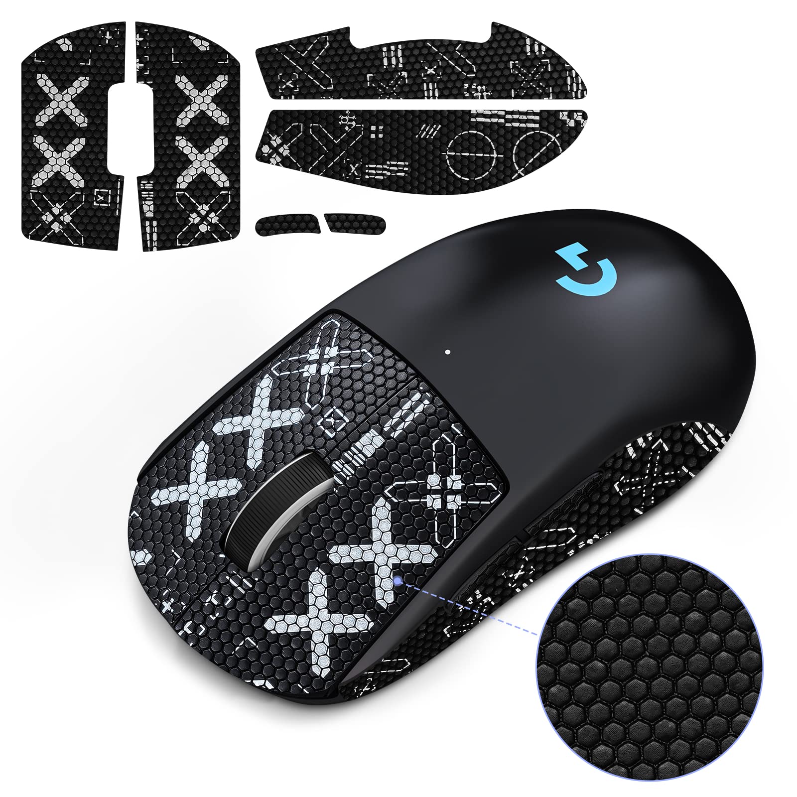 Logitech G PRO X Superlight Wireless Gaming Mouse Anti-Slip Grip Tape - DIY Mouse Grip Stickers for Sweat Protection & Enhanced Control (Black) | Perfect for Esports, Gaming Tournaments & Long Gaming Sessions