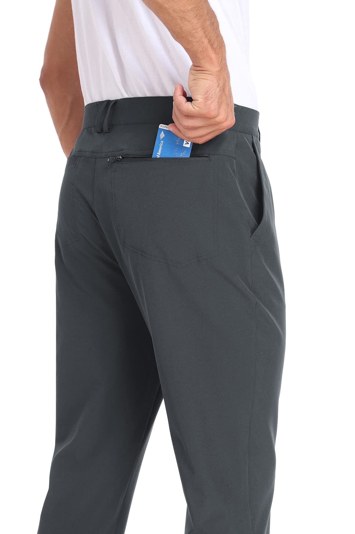 MoFiz Men's Slim Fit Stretch Golf Pants - Quick Dry Lightweight Office Dress Pants with Zip Pockets - Comfortable Casual Workwear for Golf, Business & Outdoor Activities