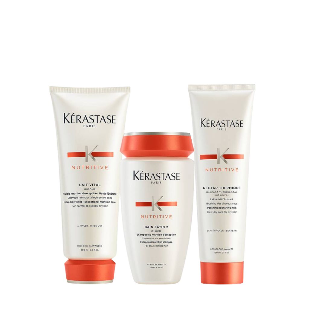 Kerastase Hair Care Bundle for Brittle & Dry Hair - Repairing Shampoo, Conditioner & Treatment for Damaged Hair - Best for Hydration & Strength at Home or Salon Use